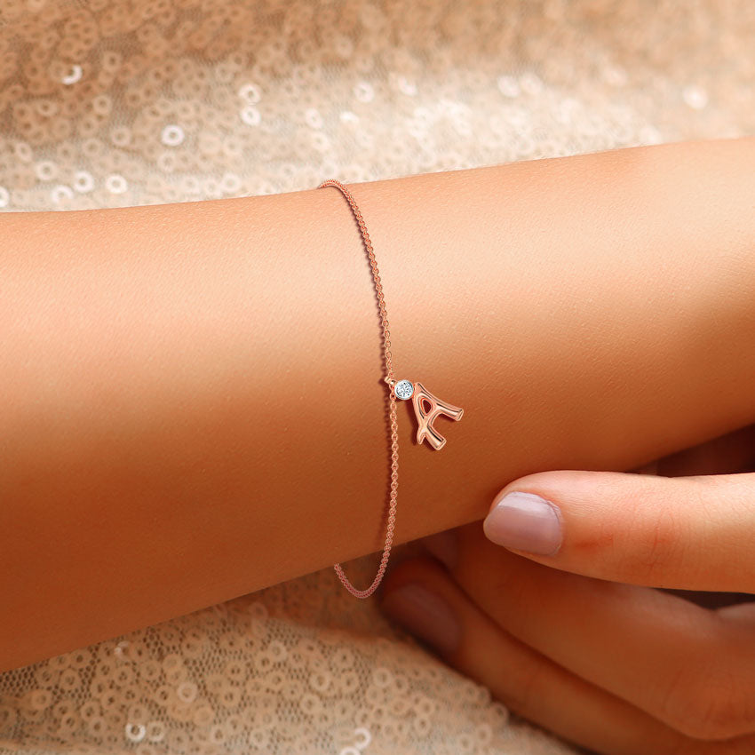 Alphabet A Diamond Charm Bracelet