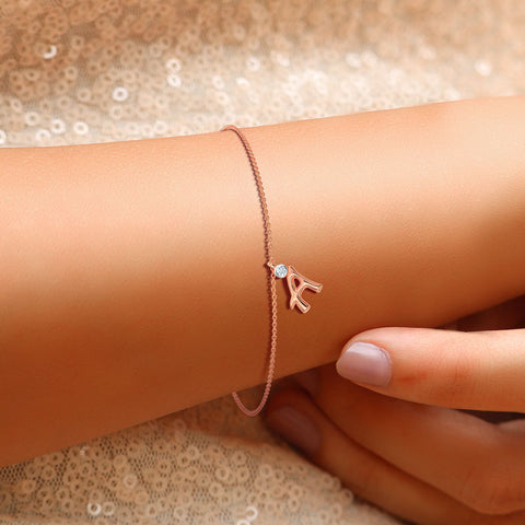 Alphabet A Diamond Charm Bracelet