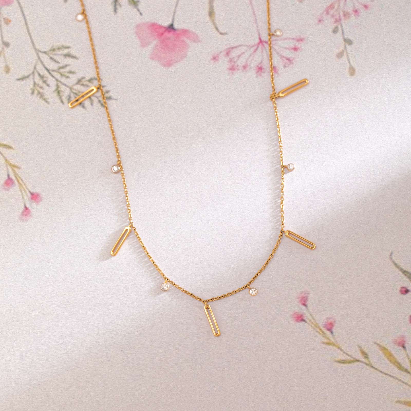 Linear Fine Line Diamond Necklace