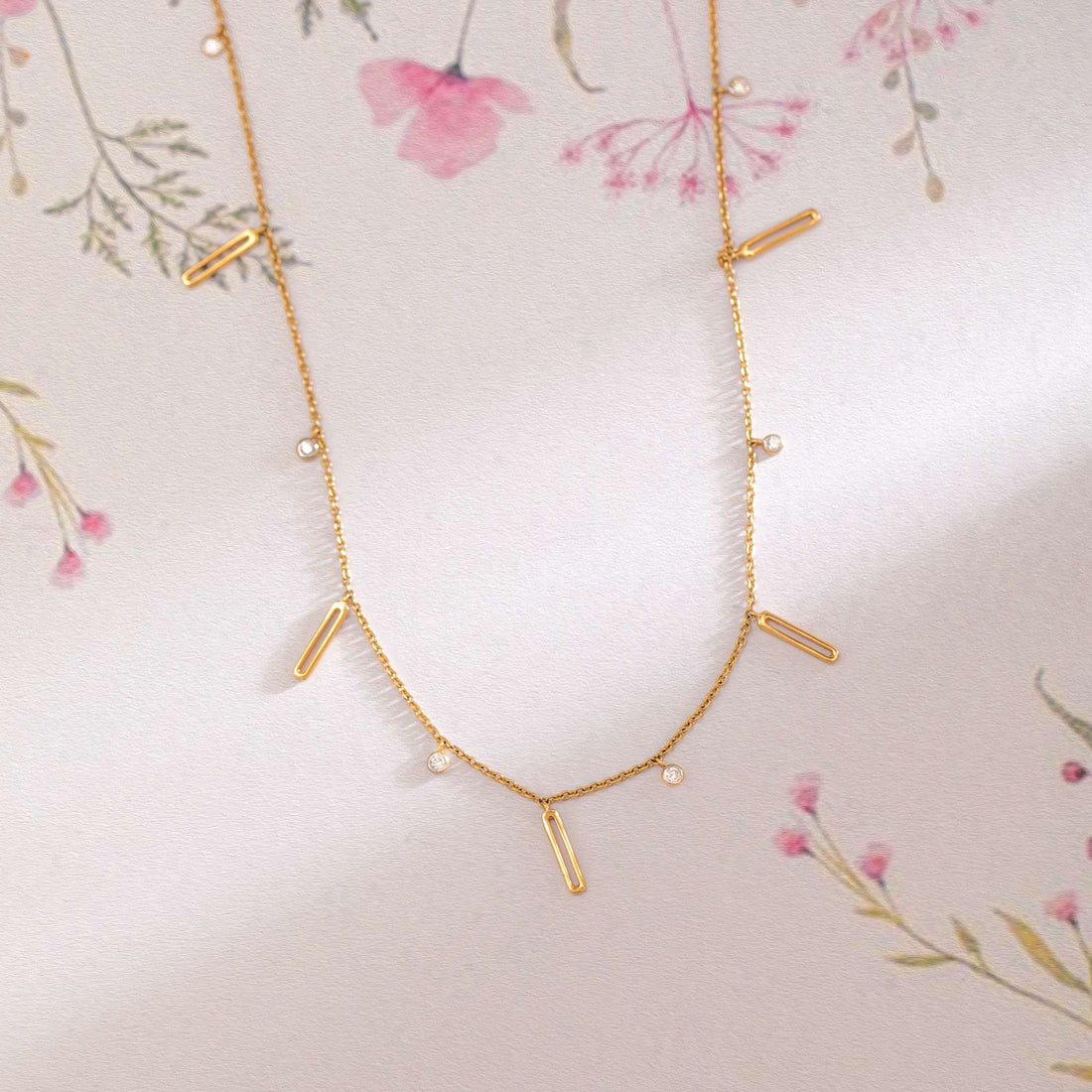 Linear Fine Line Diamond Necklace
