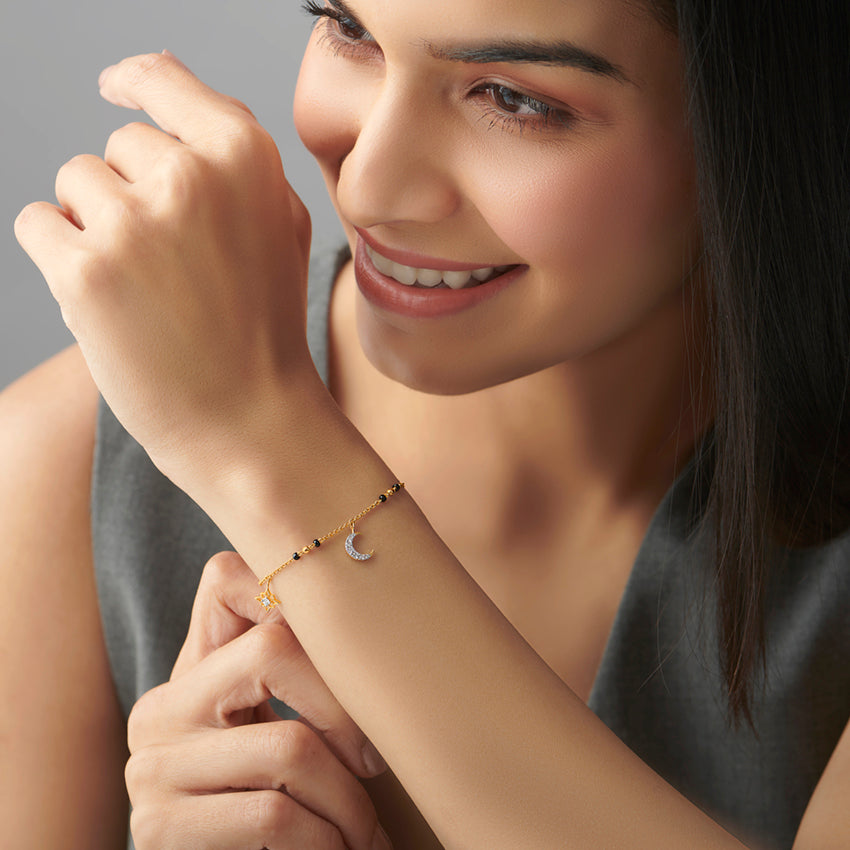 Sun & Moon Charm Diamond Mangalsutra Bracelet