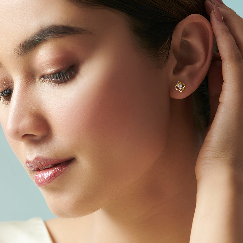Golden Bud Diamond Stud Earrings