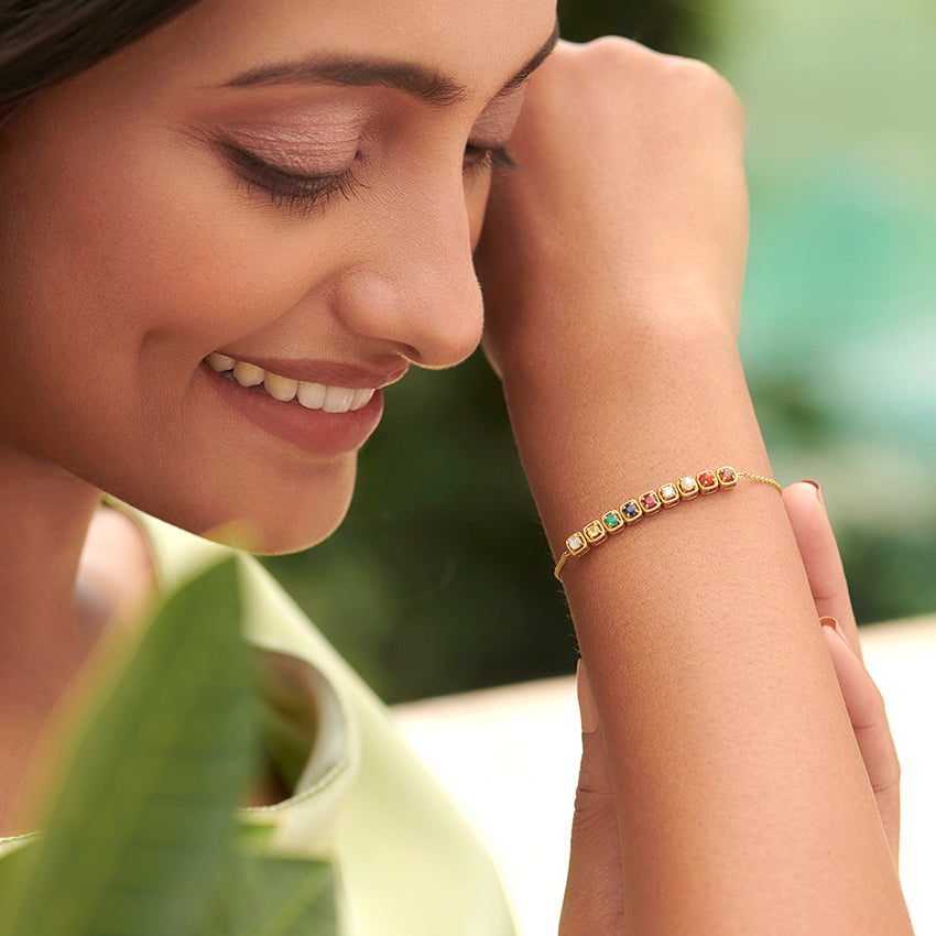 Delicate Navratna Gemstone Bracelet