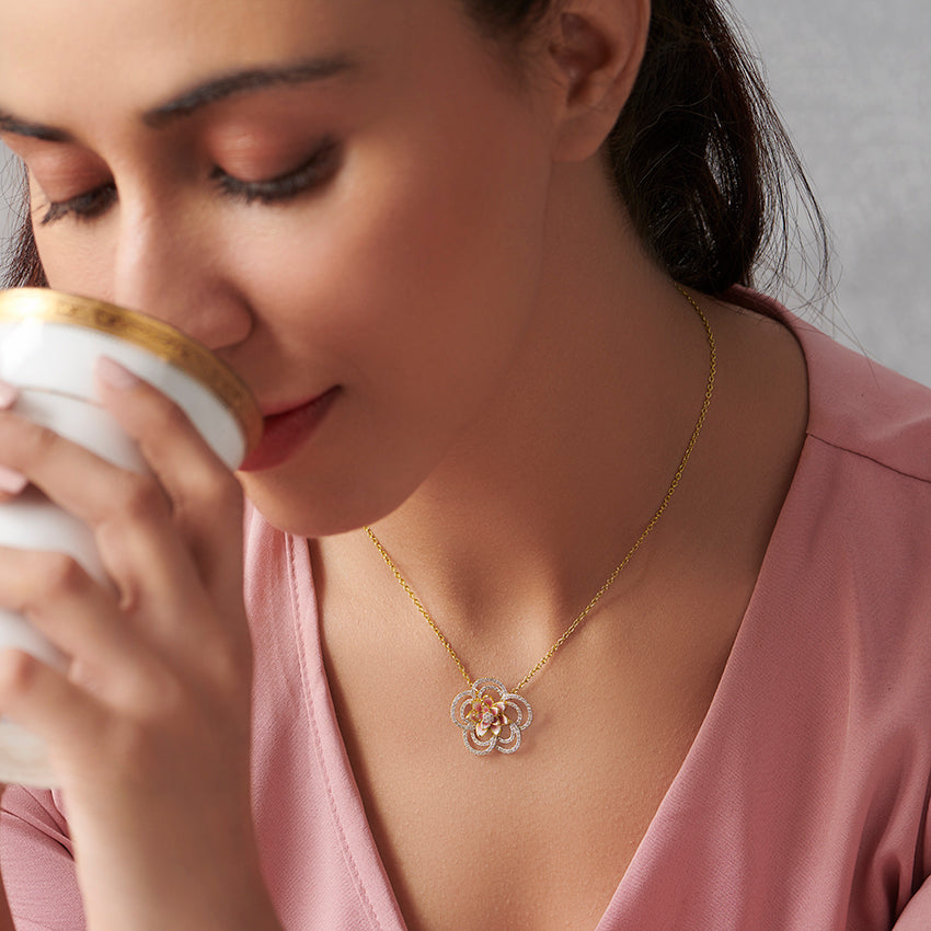 Sparkling Bloom Lotus Diamond Necklace