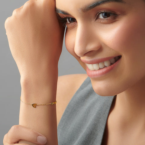 Heart and Circlet Gold Bracelet