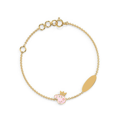 Peppa Crown Personalised Kids' Gold Bracelet