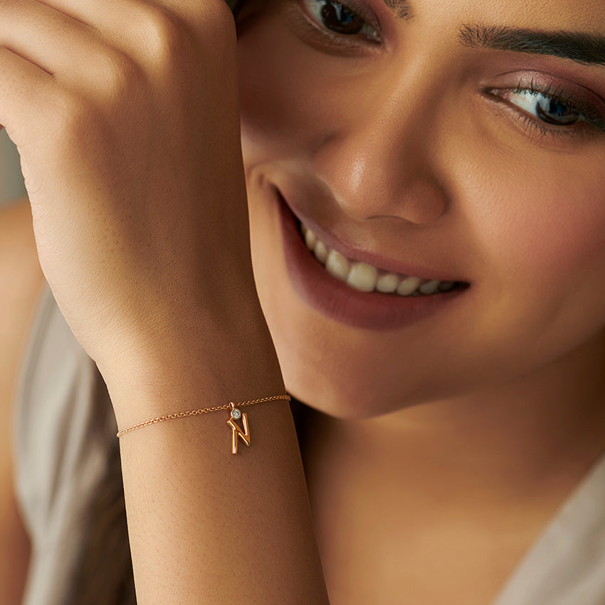 Alphabet N Charm Diamond Bracelet