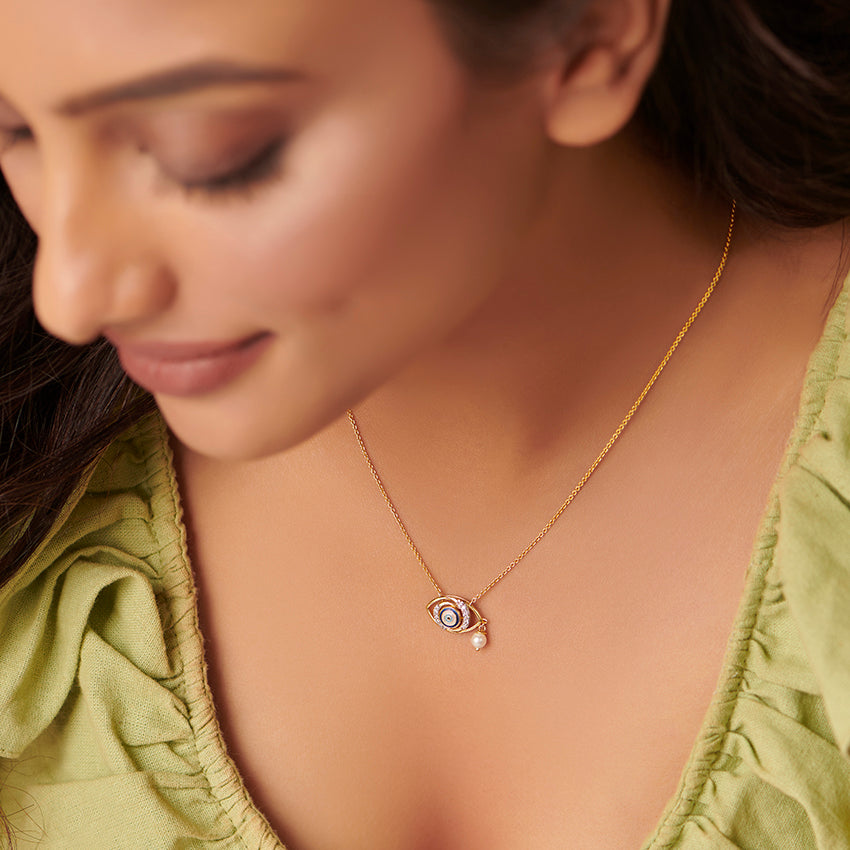 Modish Evil Eye Pearl Necklace