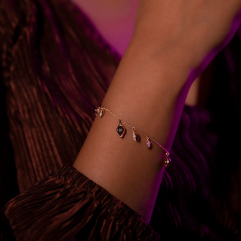Hanging Buds Gemstone Chain Bracelet