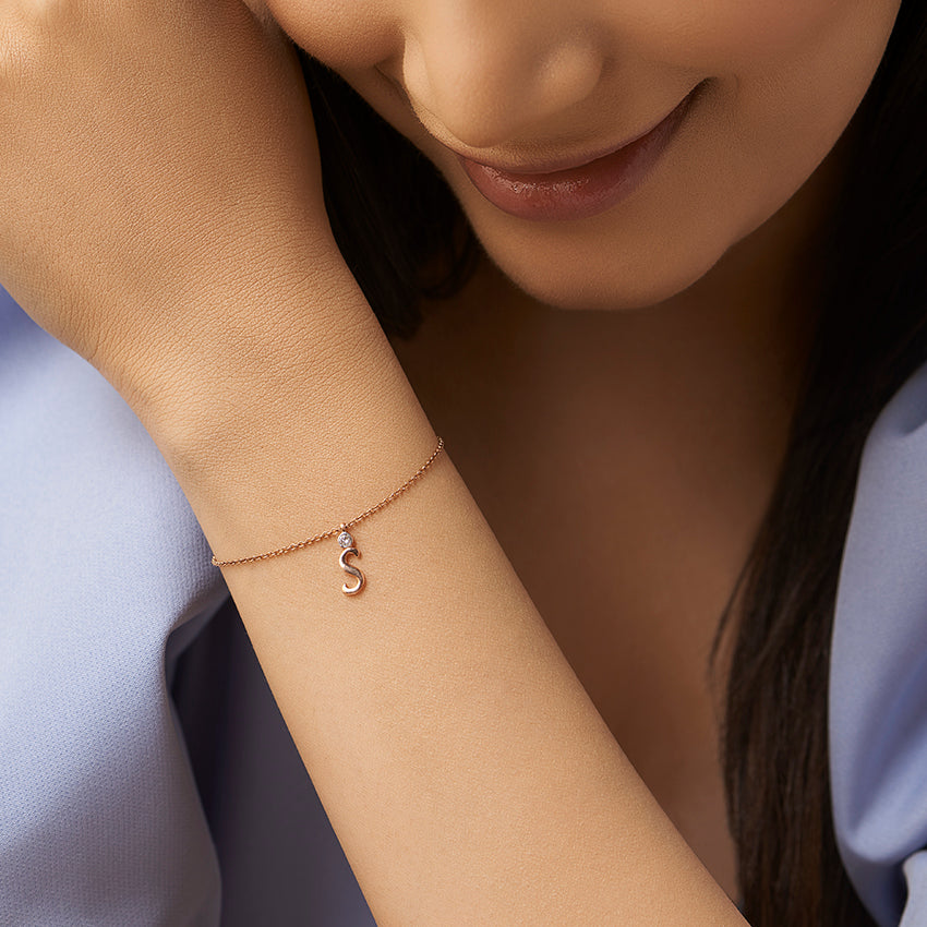 Charm Alphabet S Diamond Bracelet