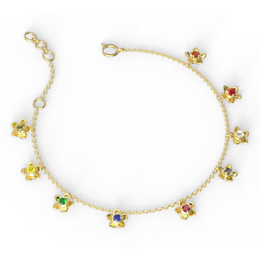 Blossom Navratna Gemstone Bracelet