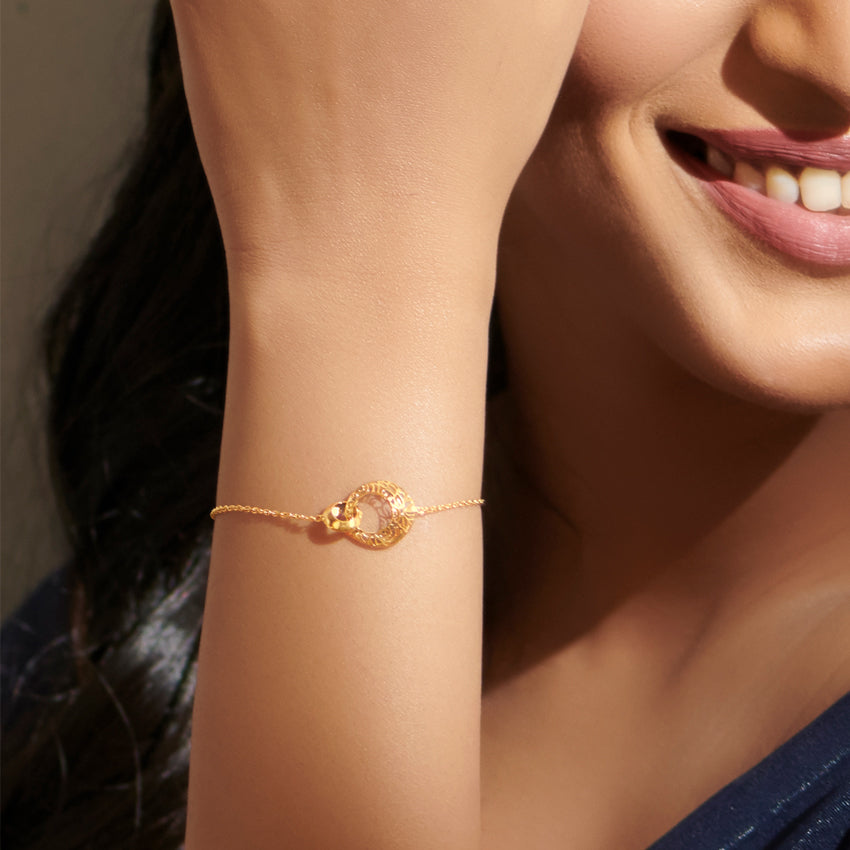 Elle Interlooped Cutout Gold Bracelet