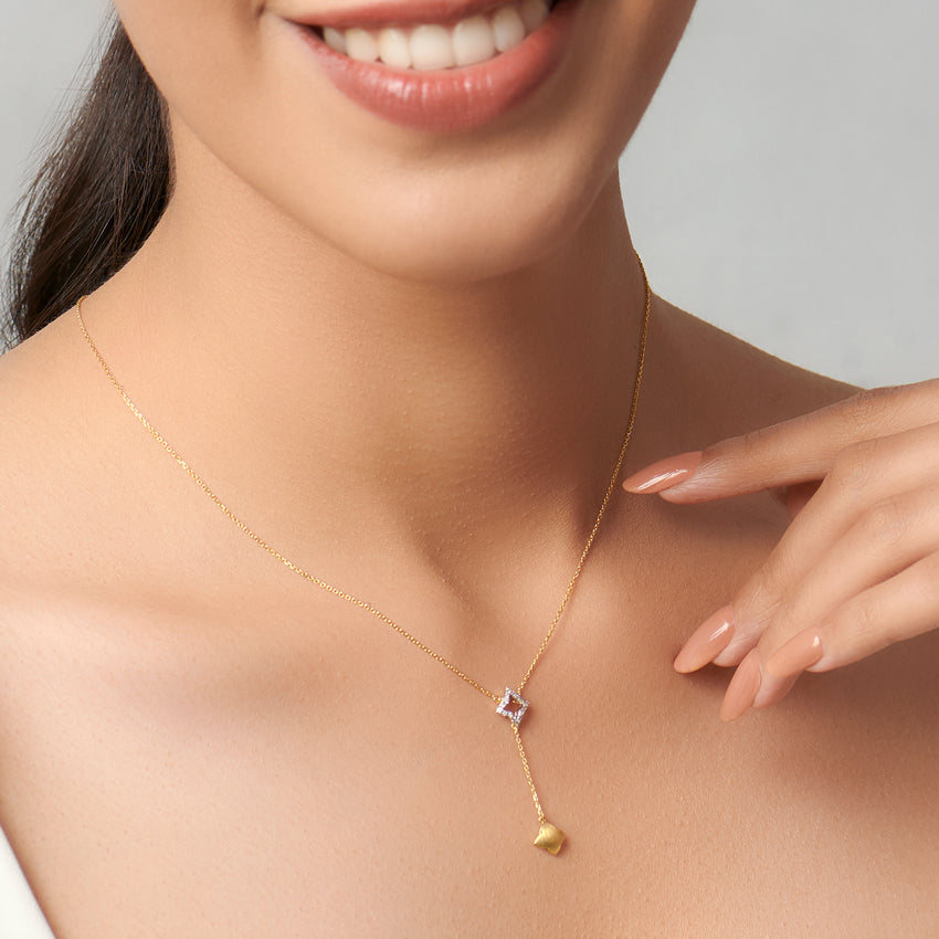 Geometric Diamond Lariat Necklace