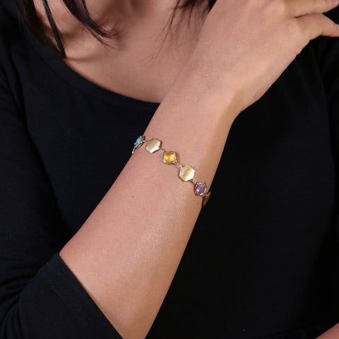 Andria Stamped Gemstone Bracelet