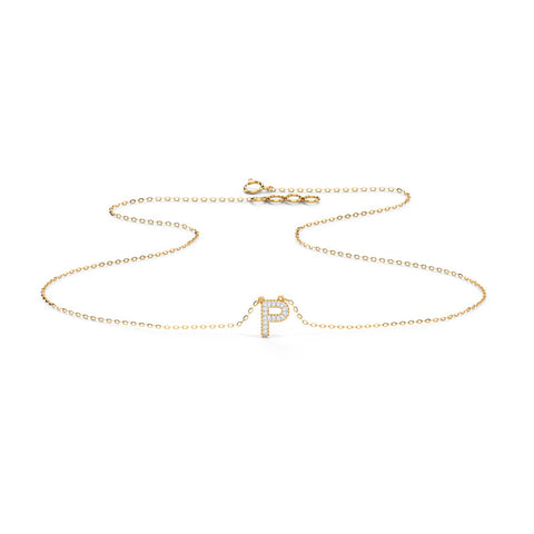Dazzle Alphabet P Diamond Necklace
