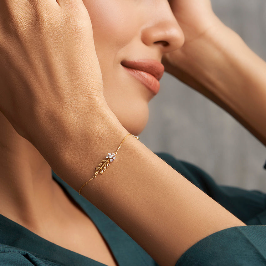 Dainty Fern Diamond Bracelet
