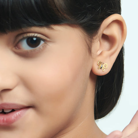 Lil Butterflies Kids' Gold Earrings