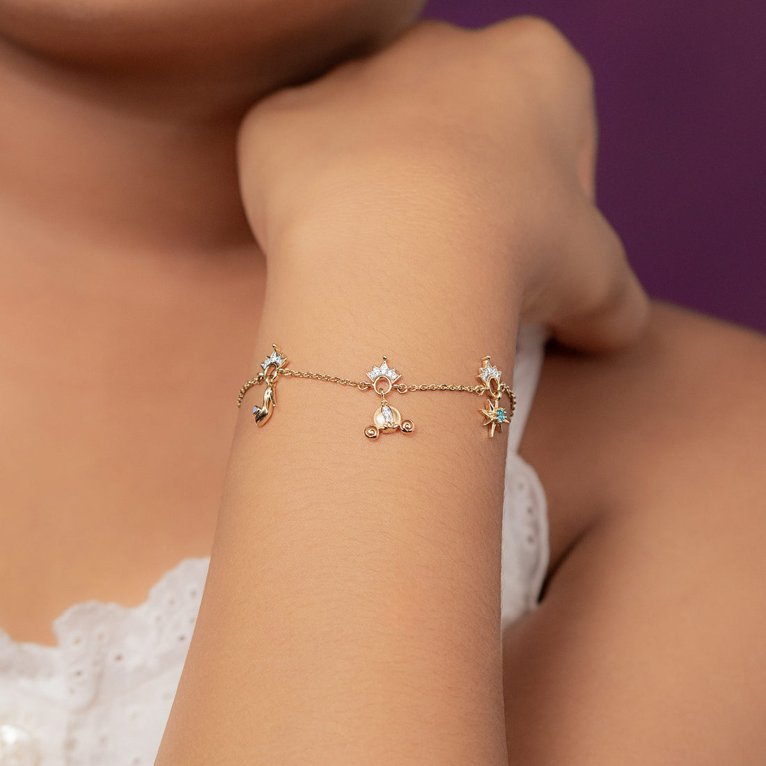 Cinderella Diamond Carriage & Heels Bracelet