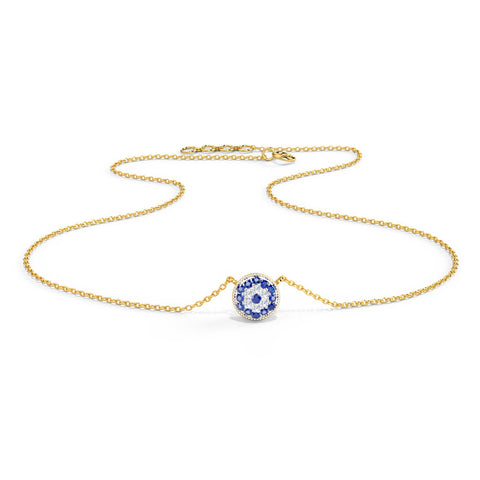 Halo Evil Eye Gemstone Necklace