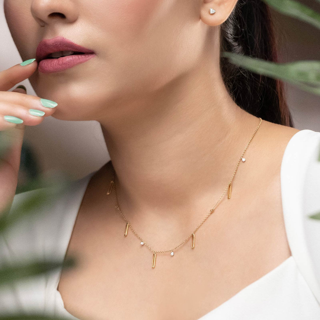 Linear Fine Line Diamond Necklace