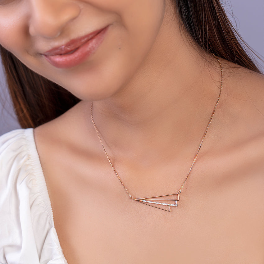 Stripes Geometric Diamond Necklace