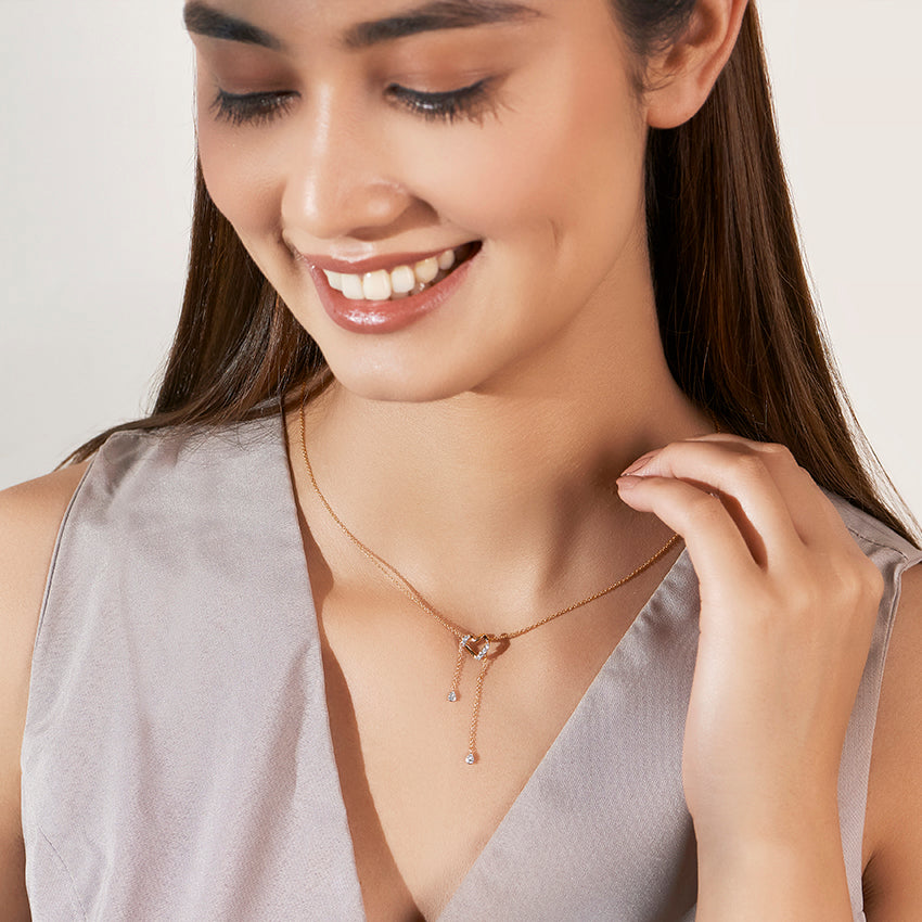 Twirling Heart Diamond Lariat Necklace