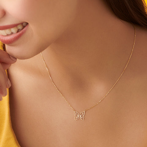 Winsome Butterfly Gold Necklace