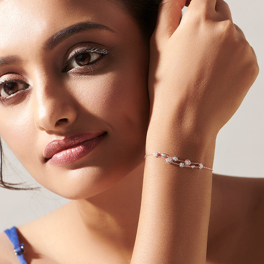 Multi Orb Sparkling Diamond Chain Bracelet