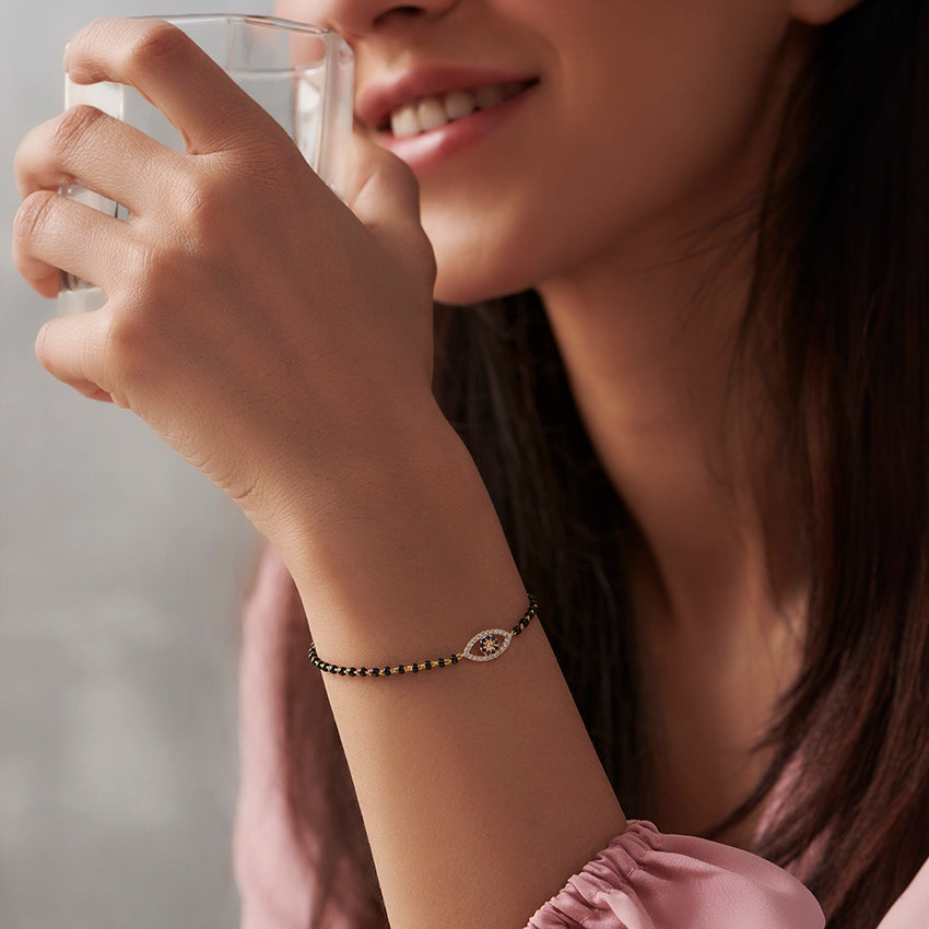 Evil Eye Gemstone Mangalsutra Bracelet