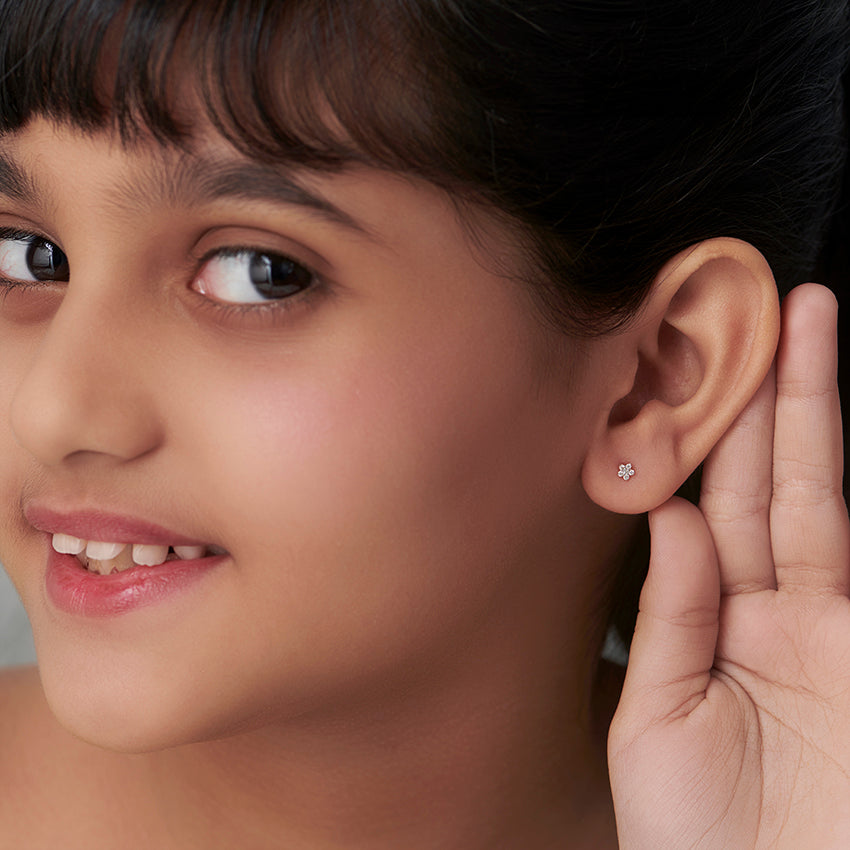 Tiny Bloom Kids' Diamond Earrings