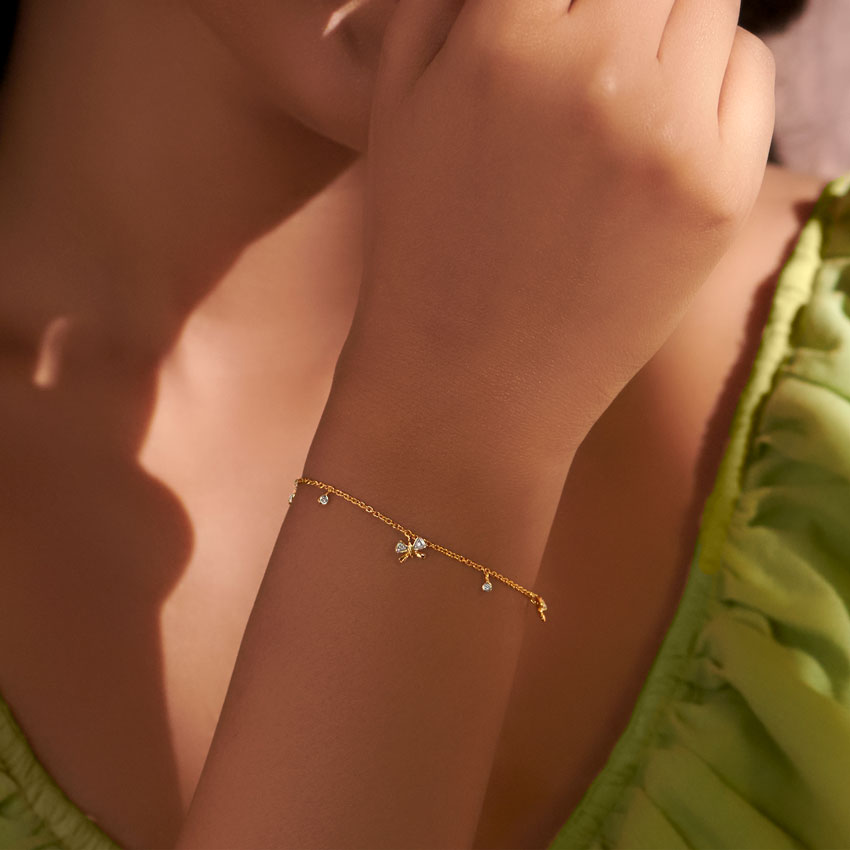 Diamond Butterfly Charm Bracelet