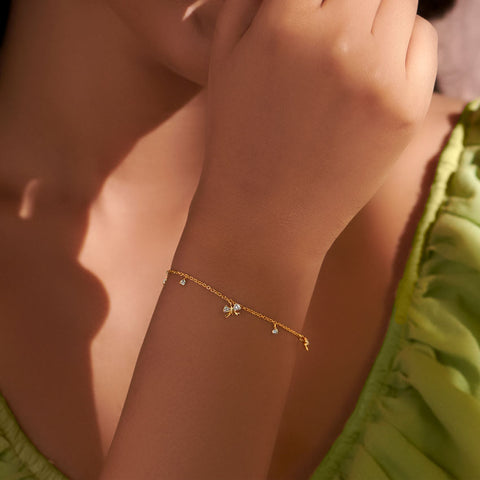 Diamond Butterfly Charm Bracelet