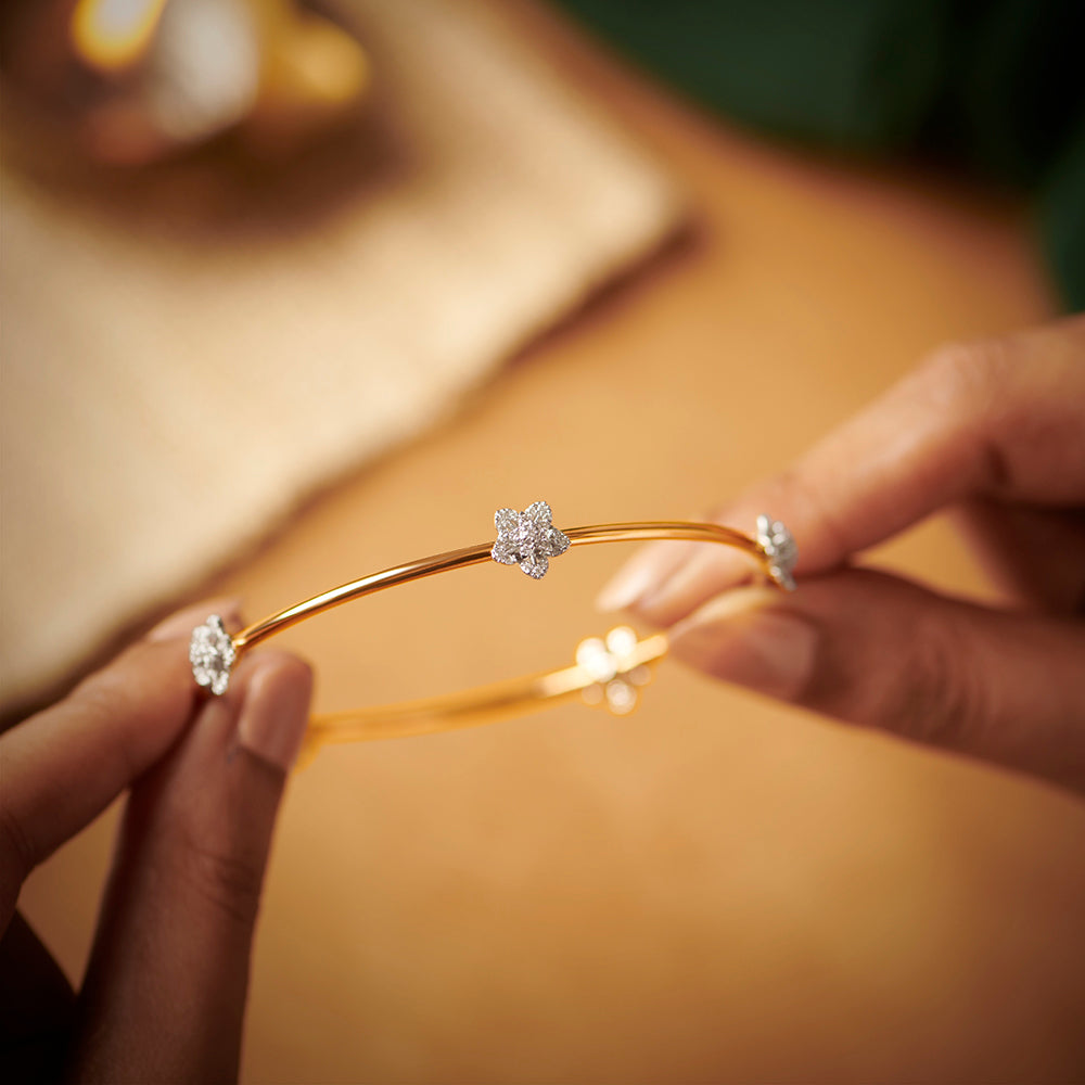 Delicate Blossom Diamond Bangle