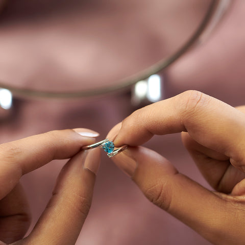 Heart Blue Topaz Gemstone Ring