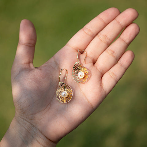 Swerve Leaf Pearl Drop Earrings