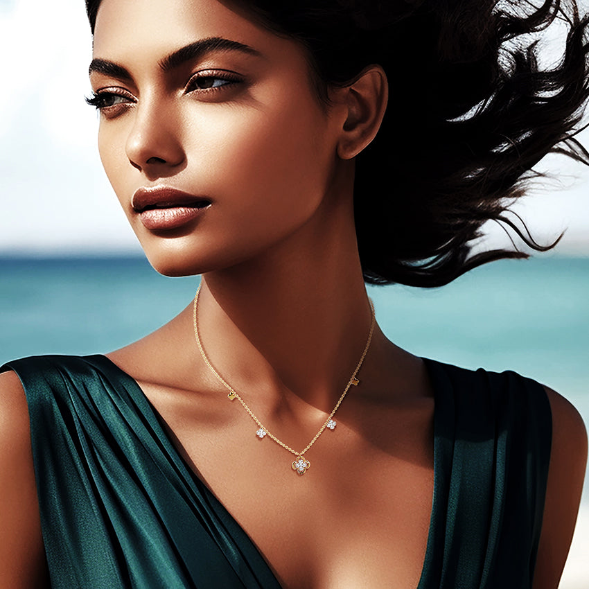 Baroque Clover Diamond Necklace