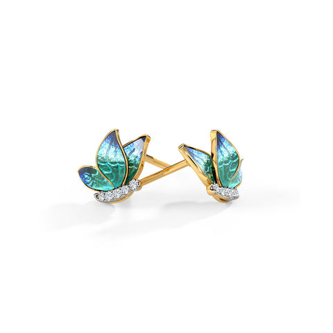 Petite Blue Butterfly Diamond Stud Earrings