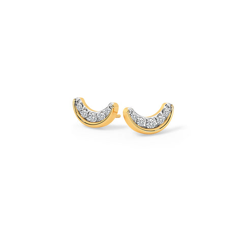 Crescent Diamond Stud Earrings