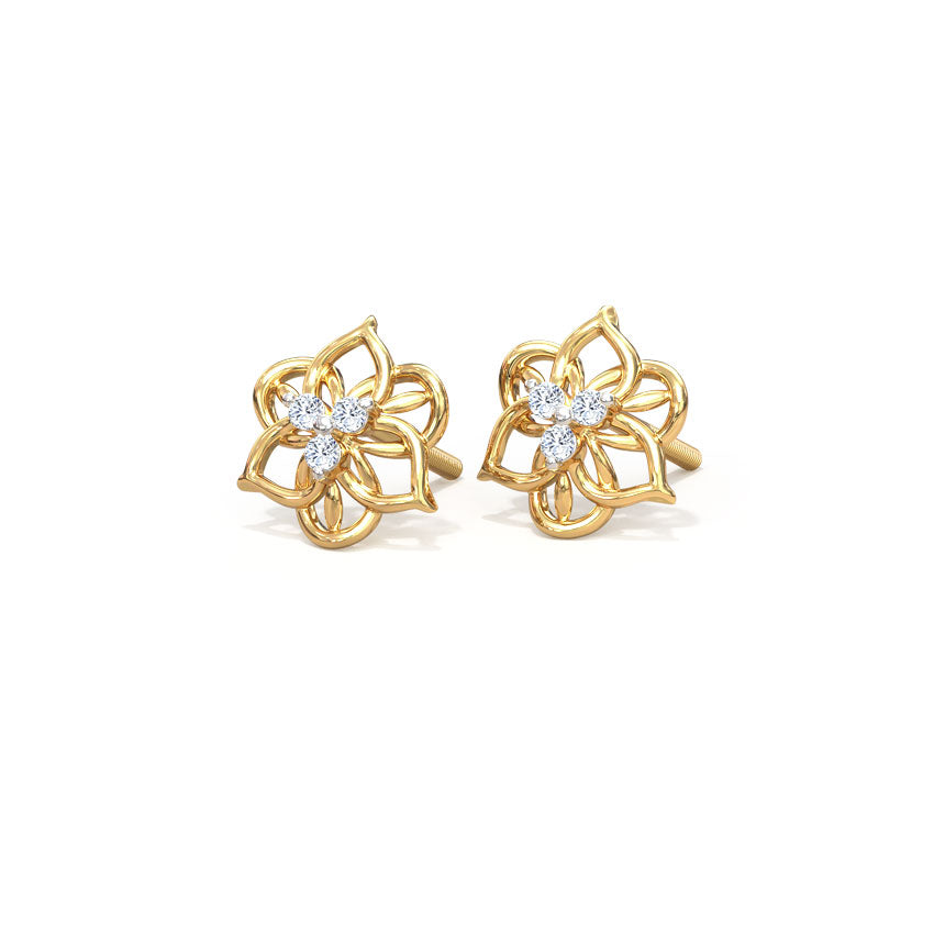 Ornate Bloom Diamond Stud Earrings