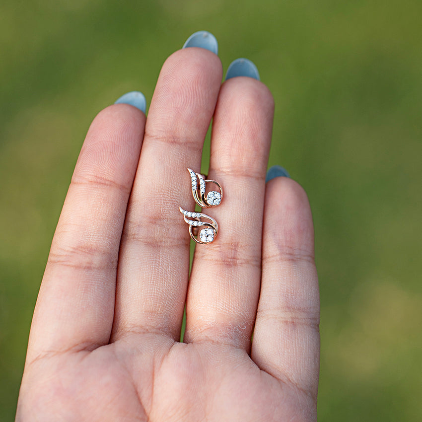 Delicate Dewdrop Diamond Stud Earrings