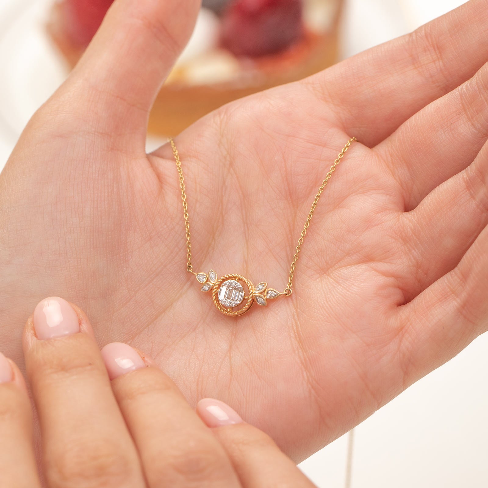 Leafy Radiant Diamond Necklace