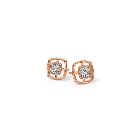 Halo Squares Diamond Stud Earrings