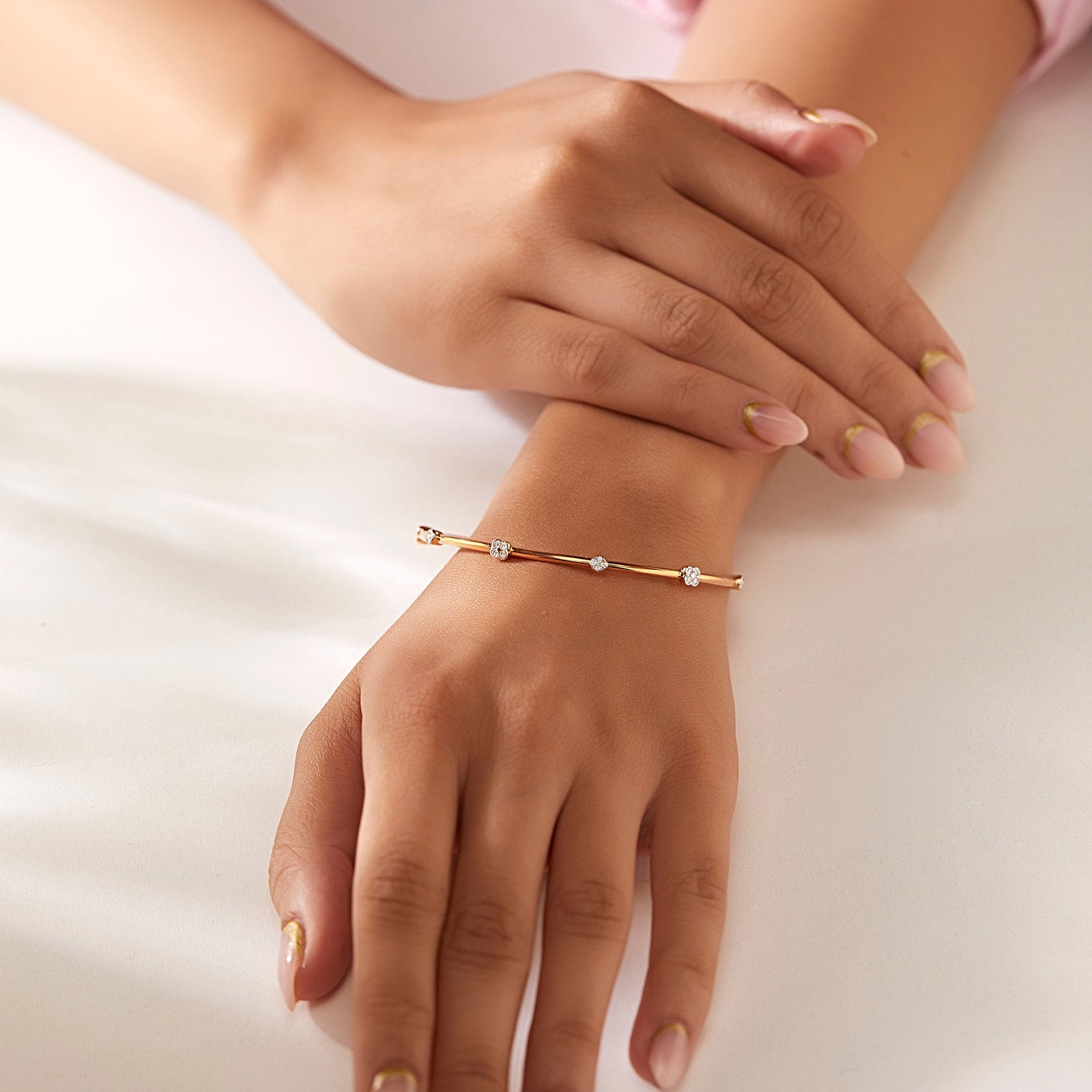 Blush Clover Diamond Bangle