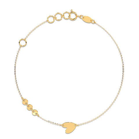 Heart and Circlet Gold Bracelet