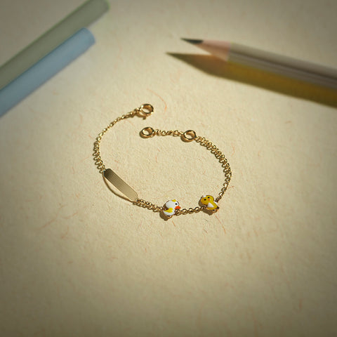 Cute Duckling Personalised Kids' Gold Bracelet