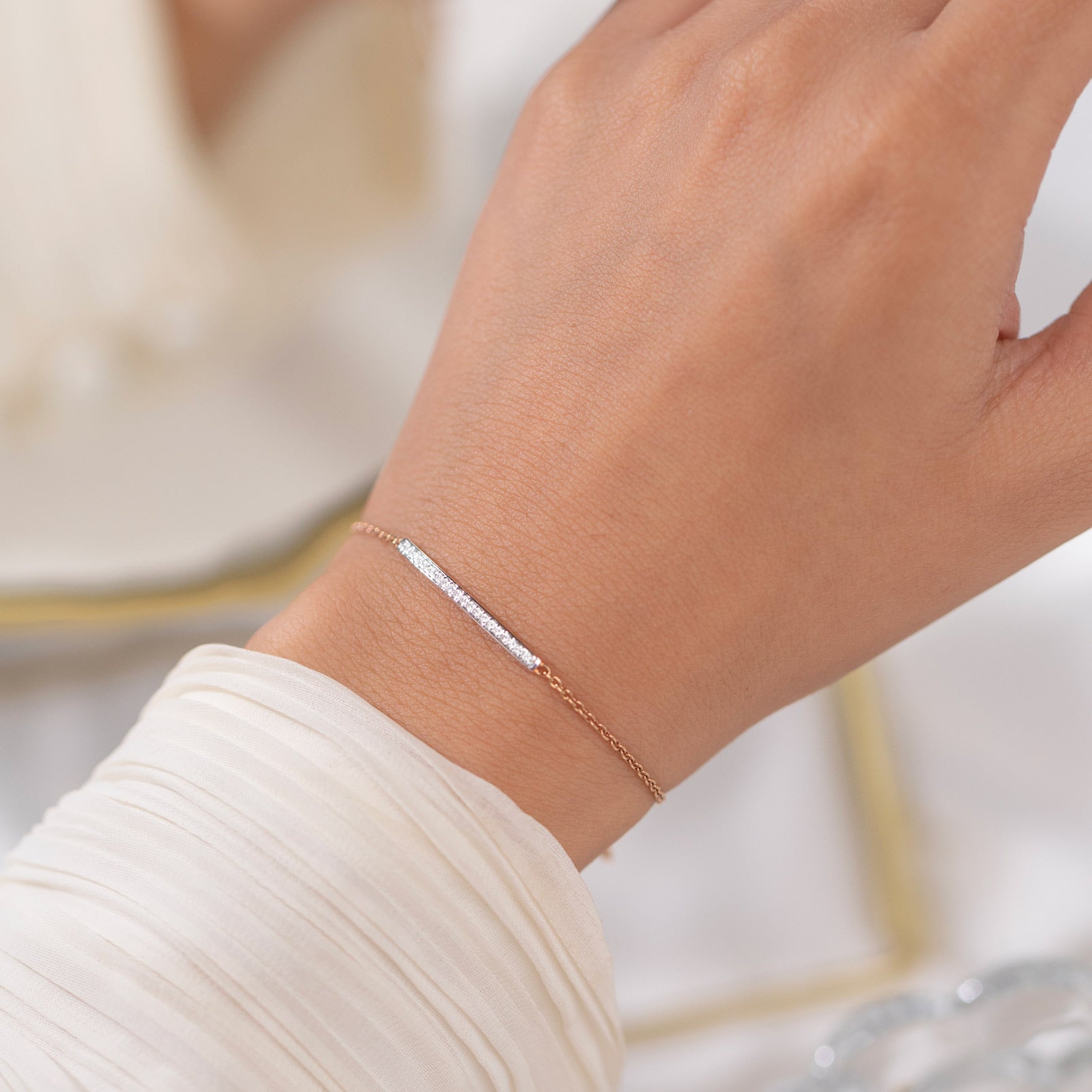 Sparkling Line Diamond Chain Bracelet