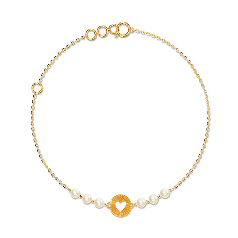 Circle Of Heart Pearl Chain Bracelet