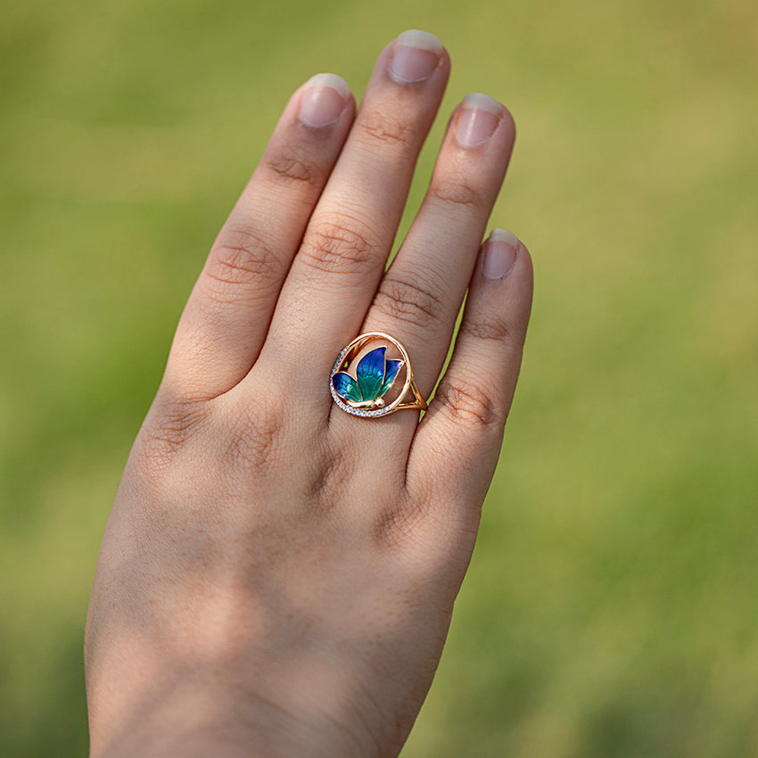 Encircle Blue Butterfly Diamond Ring