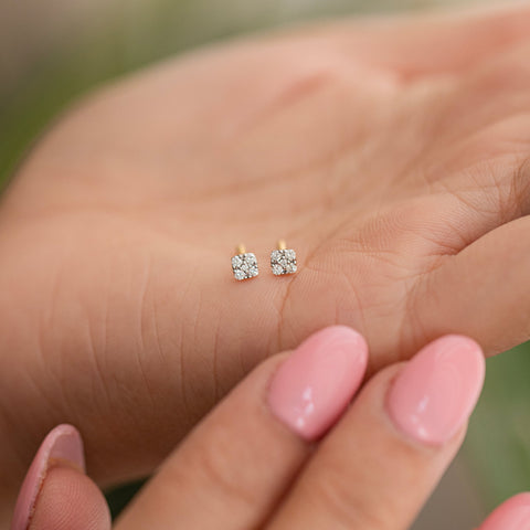 Petite Quad Diamond Stud Earrings