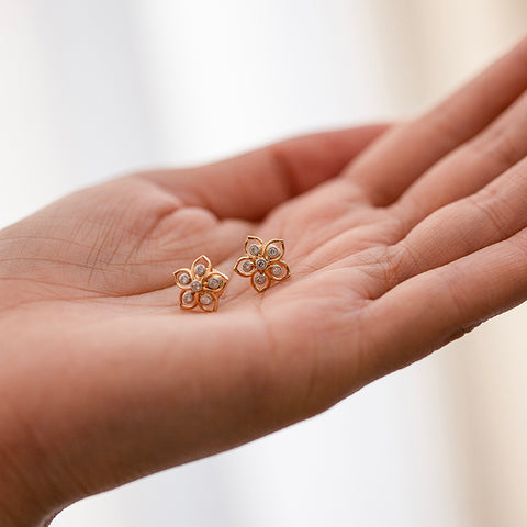 Glorious Floret Diamond Stud Earrings